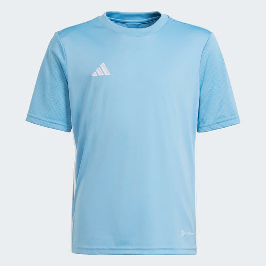 Jersey Tabela - Adidas bleu clair en polyester recyclé à manches mesh, style sportif, vue de face cadrée carrée.