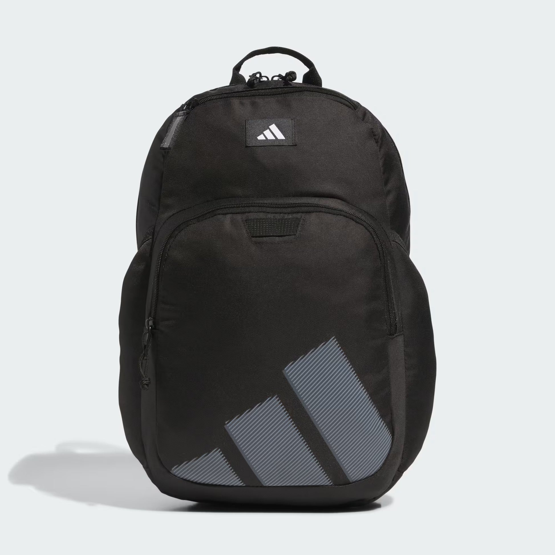 Sac à dos - Adidas noir en tissu synthétique avec logo blanc, design épuré, vue de face.