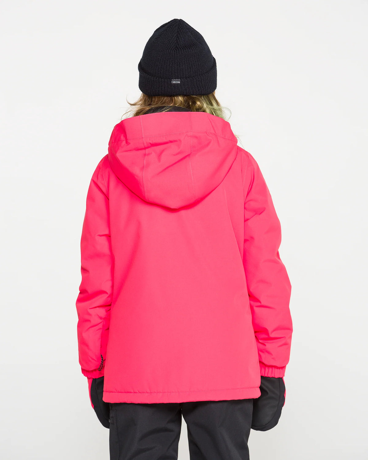Manteau d'hiver Sass'n'frass - Volcom rose vif pour enfant avec capuche vue de dos