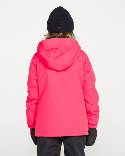 Manteau d'hiver Sass'n'frass - Volcom rose vif pour enfant avec capuche vue de dos