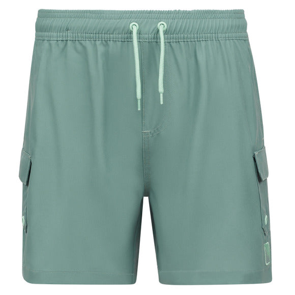 Maillot de bain - Northcoast garçon vert kaki avec poches latérales et taille ajustable, vue de face, tissu polyester et spandex