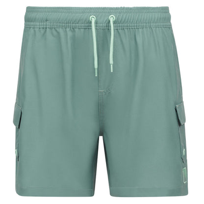 Maillot de bain - Northcoast garçon vert kaki avec poches latérales et taille ajustable, vue de face, tissu polyester et spandex