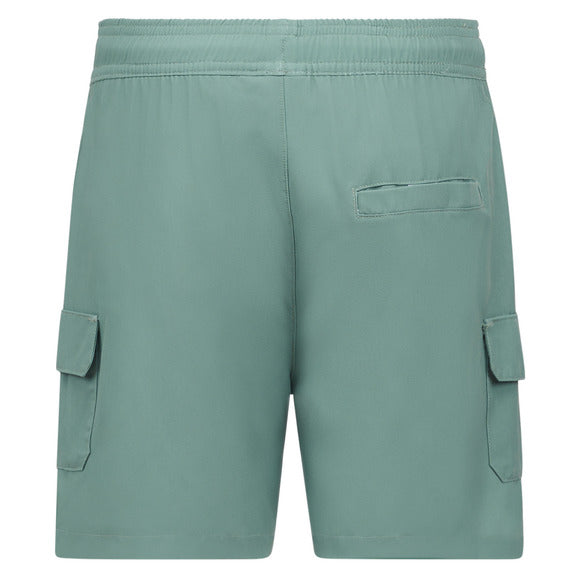 Maillot de bain - Northcoast garçon vert kaki avec poches latérales et taille ajustable, vue de face, tissu polyester et spandex