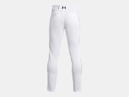 Pantalon de baseball UA Utility Piped - Under Armour blanc avec liseré gris, style sportif, vue de dos sur fond blanc.