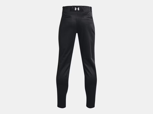 Pantalon de baseball UA Utility - Under Armour noir en tissu léger performant, vue de dos, taille adulte sportive