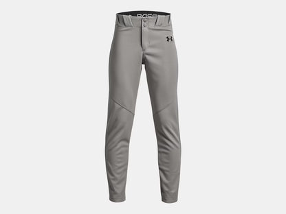 Pantalon de baseball UA Utility - Under Armour gris clair, tissu léger et durable, vue de face sur mannequin adulte homme