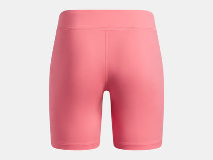 Short UA Motion - Under Armour short rose en polyester vue de dos pour femme sportive.