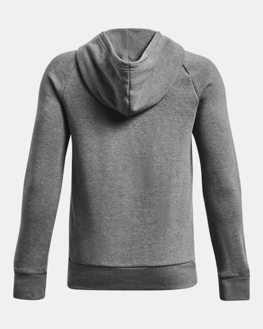 Hoodie UA Rival Fleece Big Logo - Under Armour gris en molleton coton, coupe à capuche, vue de dos adulte homme