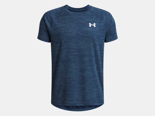 T-Shirt UA Tech™ - Under Armour bleu marine chiné en polyester, coupe sportive, vue de face, pour homme adulte.