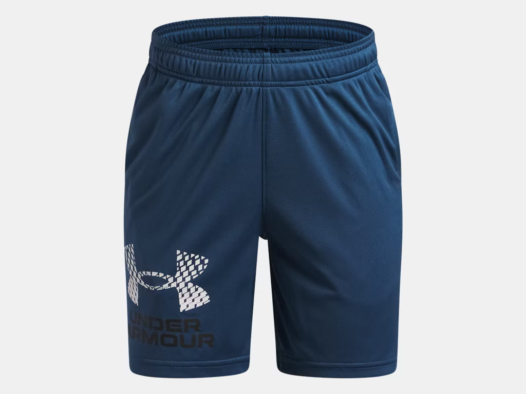Short avec logo UA Tech™ - Under Armour bleu marine en tissu UA Tech™, vue de face avec taille élastique et cordon de serrage