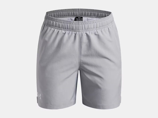 Short 2-en-1 UA Tech™ Wove - Under Armour short gris clair avec ceinture élastique, vue de face, style sport homme adulte.