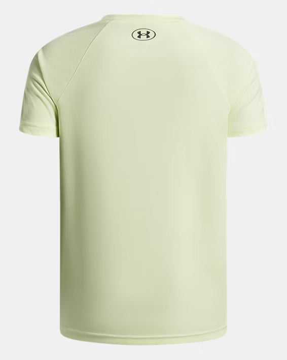 T-Shirt UA Tech™ Hybrid Print - Under Armour jaune clair en polyester, style sport, vue de dos, taille enfant garçon