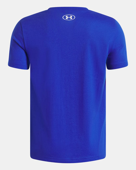 T-Shirt - Under Armour bleu roi uni en coton, style classique manches courtes, vue de dos sur fond neutre.