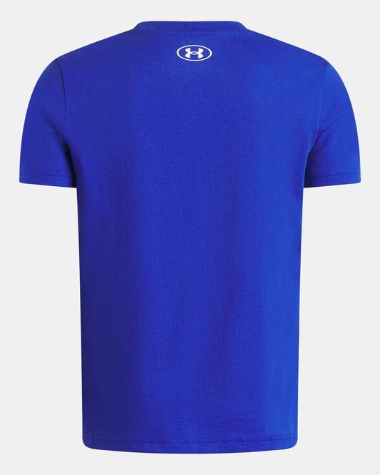 T-Shirt - Sportstyle Under Armour bleu roi uni en coton, vue de dos sans mannequin, style sport casual pour adulte.