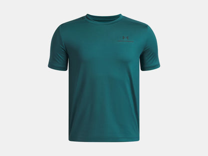 T-Shirt UA Vanish - Under Armour vert foncé en tissu technique, coupe droite, manches courtes, vue de face.