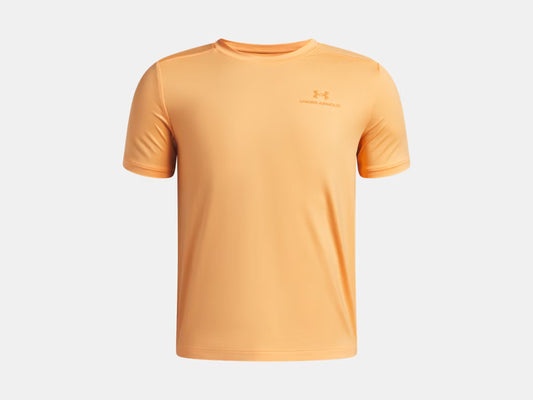 T-Shirt UA Tech™ - Under Armour orange clair en polyester et élasthanne, coupe droite, pour homme, vue de face
