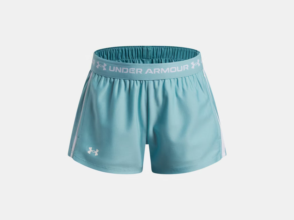 Short UA Tech™ Match - Under Armour short bleu clair en tricot léger avec taille élastique imprimée, vue de face.