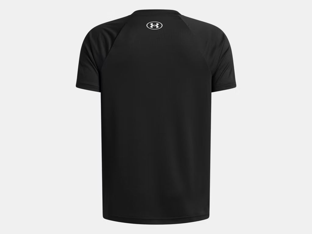 T-Shirt - Under Armour noir en tissu technique léger, manches courtes, vue de dos, style sport pour adulte.