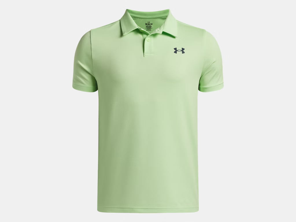 Polo UA Matchplay - Under Armour vert clair en tissu technique, à manches courtes, vue de face, pour homme adulte.