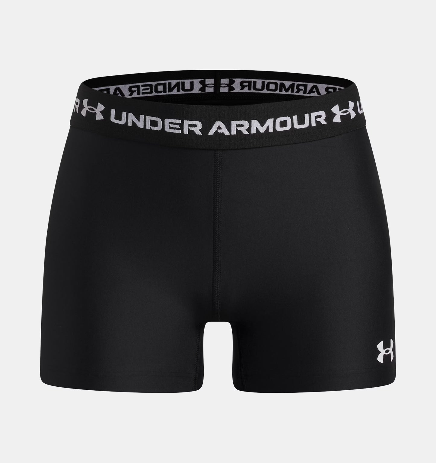 Short HeatGear® Shorty - Under Armour noir en polyester et élasthanne, coupe ajustée, vue de face.
