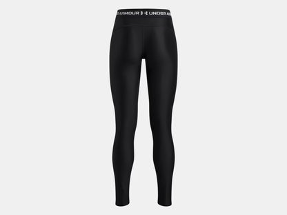 Legging HeatGear® - Under Armour noir en polyester et élasthanne, taille haute, vue de dos sur fond blanc.