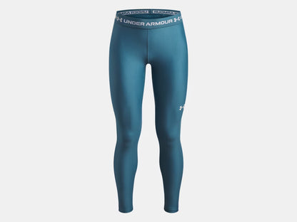 Legging HeatGear® - Under Armour bleu pétrole en tissu extensible léger, coupe ajustée, vue de face.