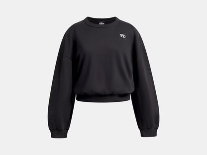 Chandail UA Rival Fleece - Under Armour noir en tissu polaire, coupe ample avec bord-côte, vue de face sur fond gris.