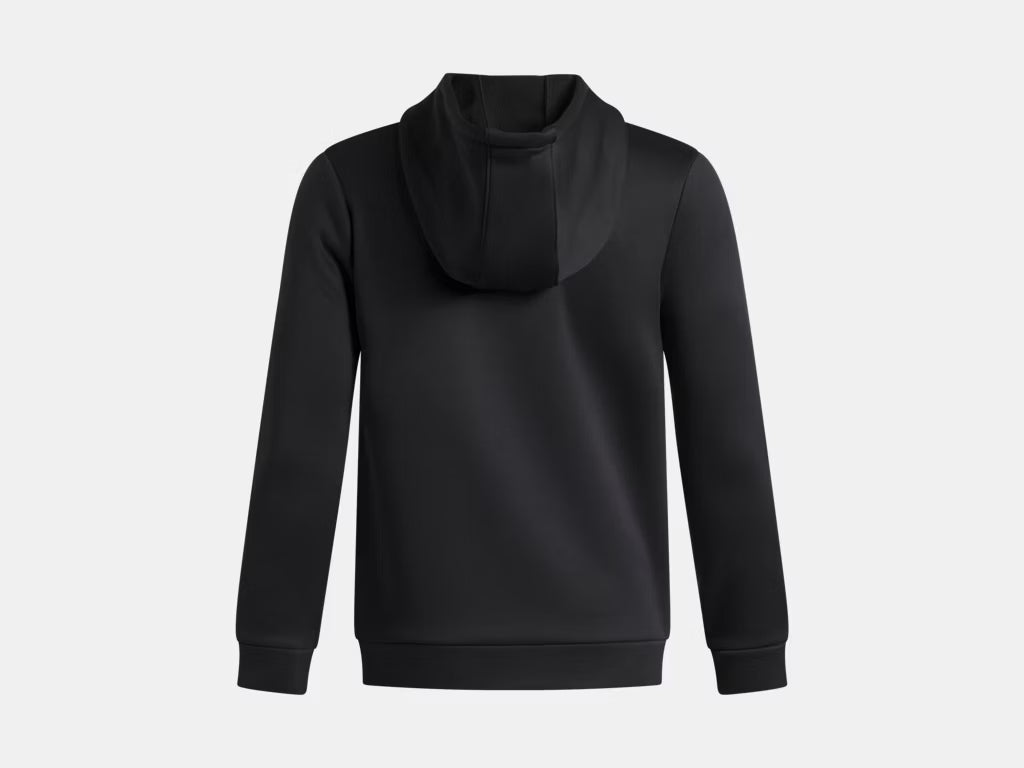 Veste Armour Fleece - Under Armour noire en tissu fleece technique, coupe à capuche, vue de dos, modèle enfant.