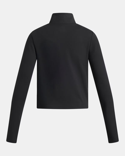 Veste UA Motion - Under Armour noire en tissu technique extensible, vue de dos, manches longues, coupe ajustée, pour adulte.