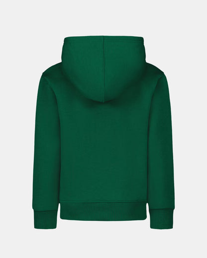 Hoodie - Under Armour vert foncé à capuche, tissu en molleton, style simple, vue de dos, pour enfant garçon.