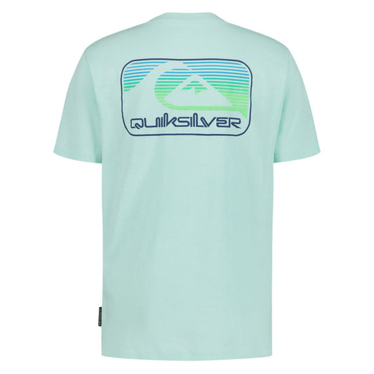 T-Shirt - Quiksilver vert pâle vue arrière avec logo Quiksilver et design graphique, image galerie 2 carrée 580x580.