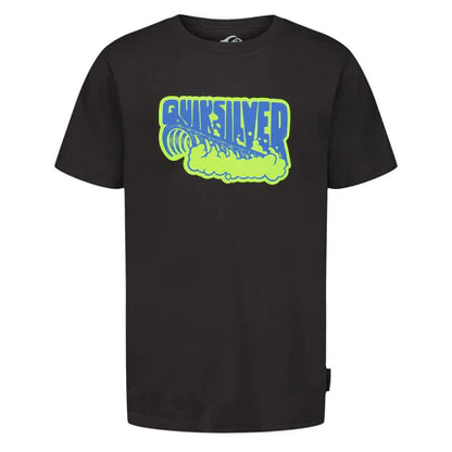T-Shirt - Quiksilver noir en coton avec logo bleu et vert lime, position galerie 1, format carré 430x430.