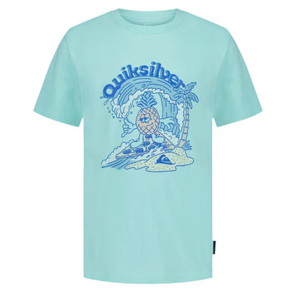 T-Shirt - Quiksilver en coton 100 % bleu clair avec motif ananas surfant, image galerie position 1 carrée 430x430.