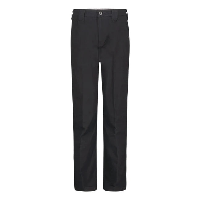 Pantalon - Quiksilver noir en tissu uni, coupe droite, vue de face sur fond blanc.