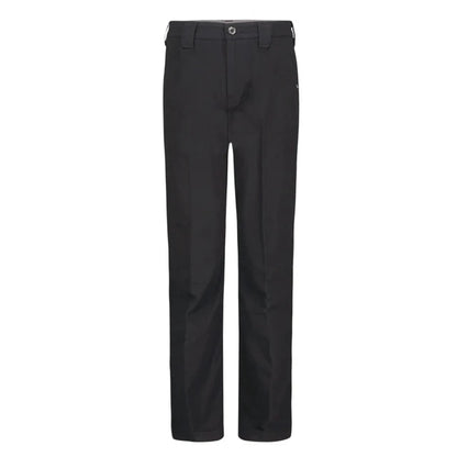 Pantalon - Quiksilver noir en tissu uni, coupe droite, vue de face sur fond blanc.
