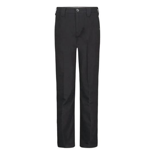 Pantalon - Quiksilver noir en tissu uni, coupe droite, vue de face sur fond blanc.