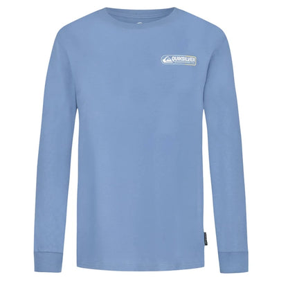 Chandail - Quiksilver bleu clair à manches longues en coton, style classique, vue de face sur fond blanc.