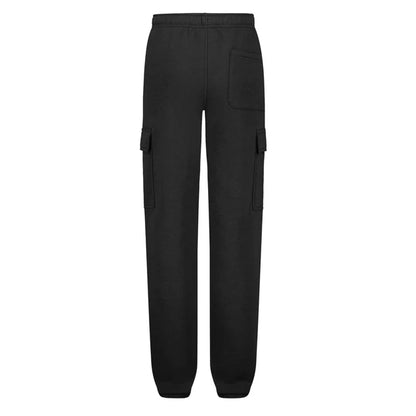 Pantalon jogger cargo - Quiksilver noir en coton, coupe droite avec poches latérales et dos, vue de dos.