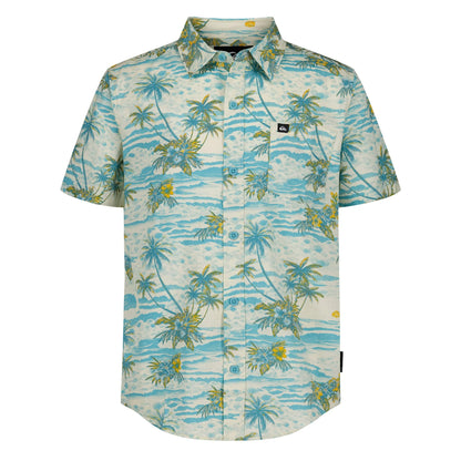 Chemise - Quiksilver en coton 100% à manches courtes avec motif tropical bleu et vert, image galerie 1 carrée 2048x2048
