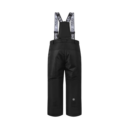 Salopette de neige - Gusti noire pour enfant avec bretelles réglables et pantalon imperméable vue de face