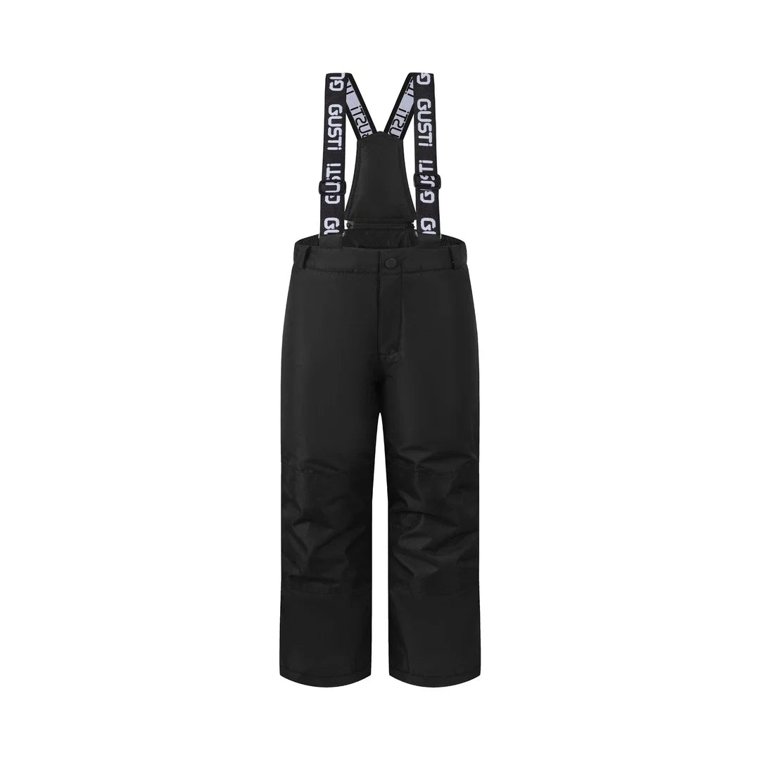 Salopette de neige - Gusti noire pour enfant avec bretelles à logo et jambes droites vue de face