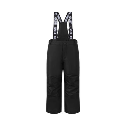 Salopette de neige - Gusti noire pour enfant avec bretelles à logo et jambes droites vue de face