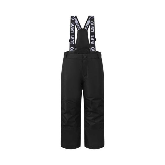 Salopette de neige - Gusti noire pour enfant avec bretelles à logo et jambes droites vue de face