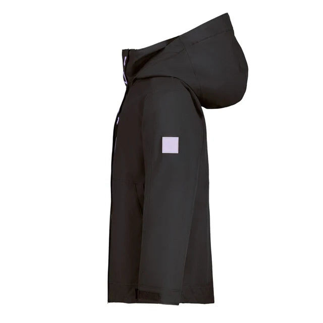 Manteau d'hiver - Roxy noir avec capuche, coupe droite, matériau imperméable, pour enfant, vue de profil gauche.