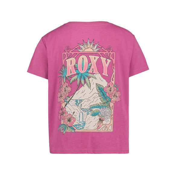 Simulated alt text for T-Shirt - Roxy for entrepot-lenfant-unique.myshopify.com. You are an expert SEO agent. You will generate an ALT text for this image. <Product_Context> Only use the following explicitly enabled Shopify catalog context: ...