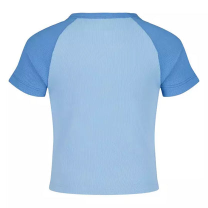 T-Shirt - Roxy bleu clair et bleu ciel en coton côtelé, pour enfant, vue de dos.
