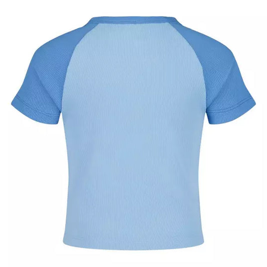 T-Shirt - Roxy bleu clair et bleu ciel en coton côtelé, pour enfant, vue de dos.