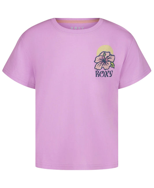 T-Shirt - Roxy rose en coton avec impression graphique de fleur devant, coupe surdimensionnée, portrait 1768x2160 galerie 1