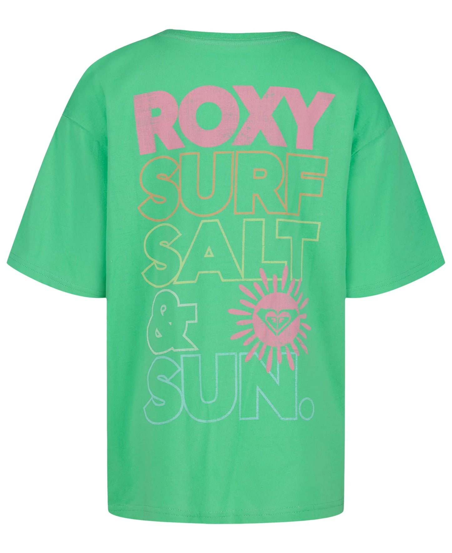T-Shirt - Roxy vert en coton 100% avec inscription rose vue de dos format portrait galerie 2