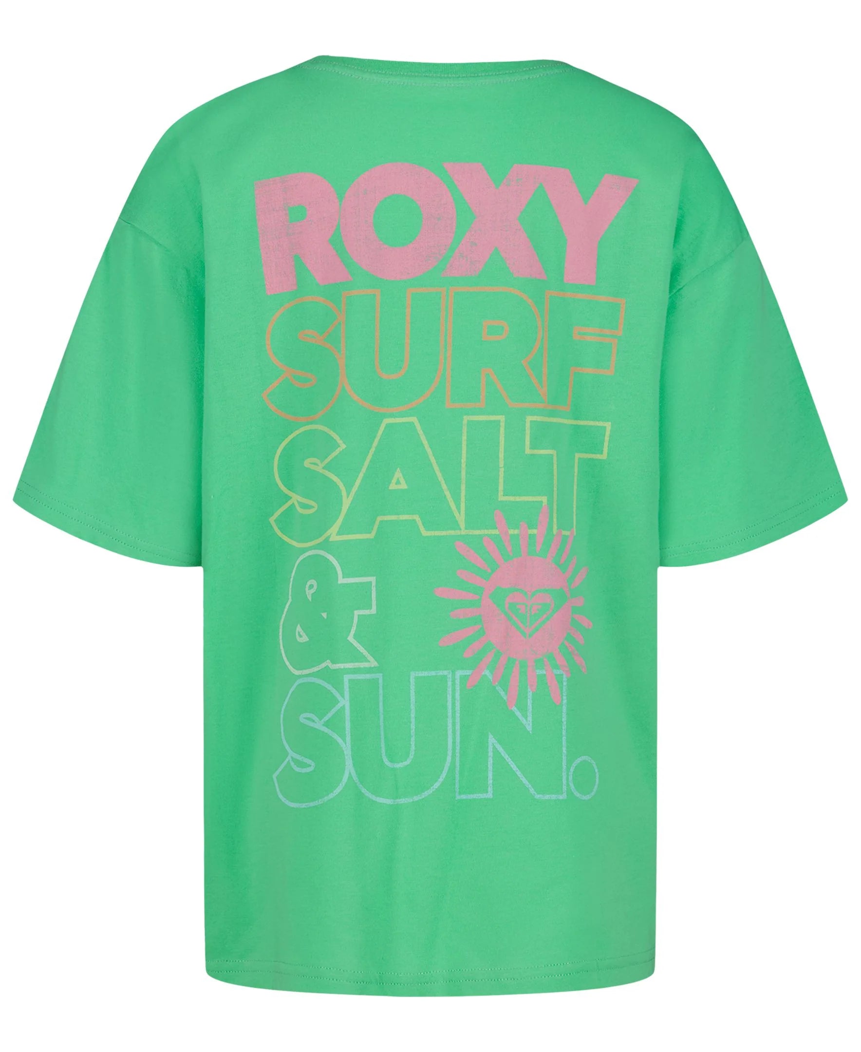 T-Shirt - Roxy vert en coton 100% avec inscription rose vue de dos format portrait galerie 2
